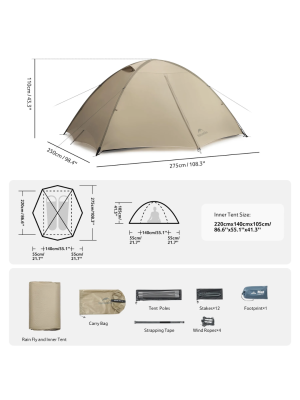 Jiling PRO Hiking Tent Moon rock sand/2 persons/20D nylon 1.92kg / . для гор и походов